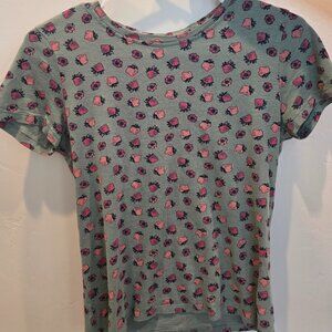 XS Sage Green w/ Pink Strawberries Shirt